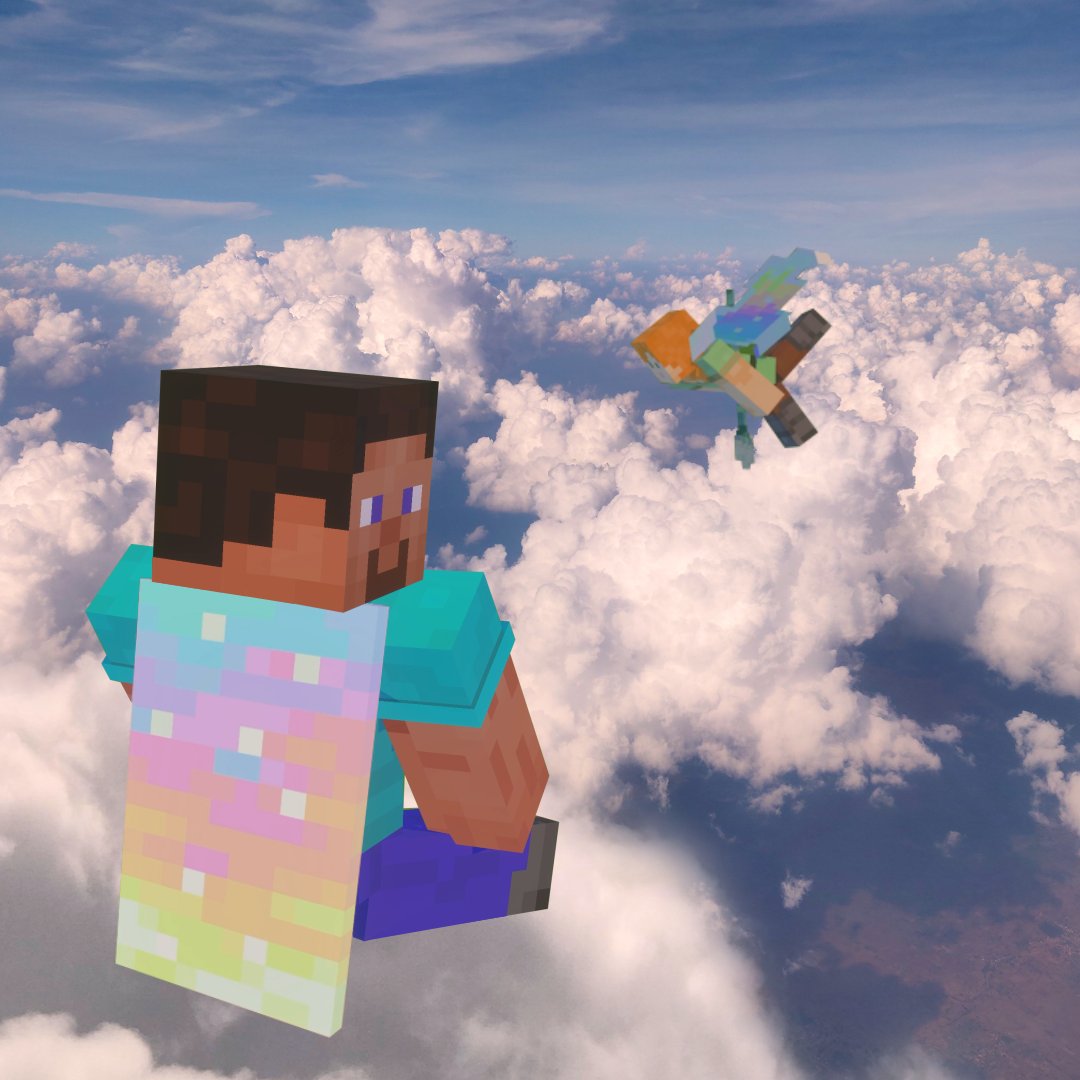 Minecraft Aurora Cape shown above the clouds